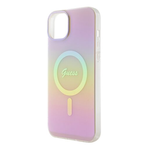 Guess case for iPhone 15 6,1" GUHMP15SHITSP pink hardcase IML Iridescent MagSafe - Image 6