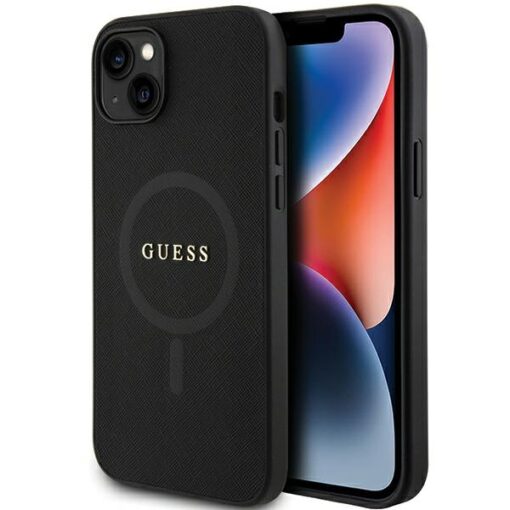 Guess case for iPhone 15 6,1" GUHMP15SPSAHMCK black hardcase Saffiano MagSafe