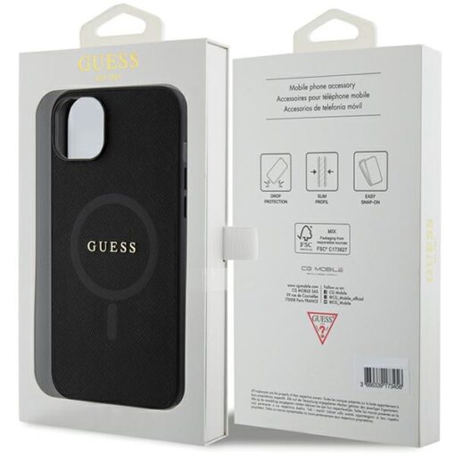 Guess case for iPhone 15 6,1" GUHMP15SPSAHMCK black hardcase Saffiano MagSafe - Image 8