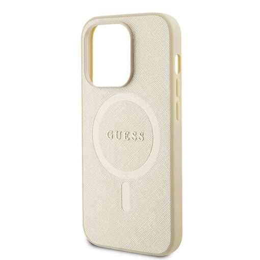 Guess case for iPhone 15 Pro Max 6,7" GUHMP15XPSAHMCB gold hardcase Saffiano MagSafe - Image 6