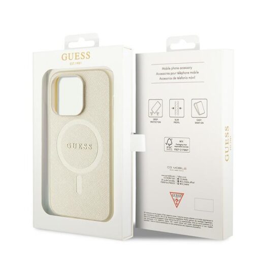 Guess case for iPhone 15 Pro Max 6,7" GUHMP15XPSAHMCB gold hardcase Saffiano MagSafe - Image 8