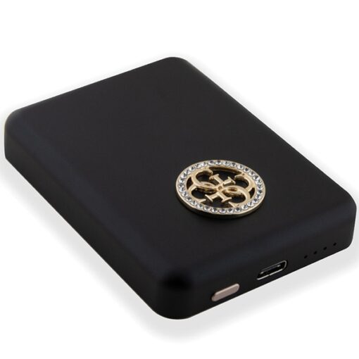 Guess wireless power bank 5W GUPBM3AL4DMK 3000mAh black MagSafe 4G Strassed Metal Logo - Image 4