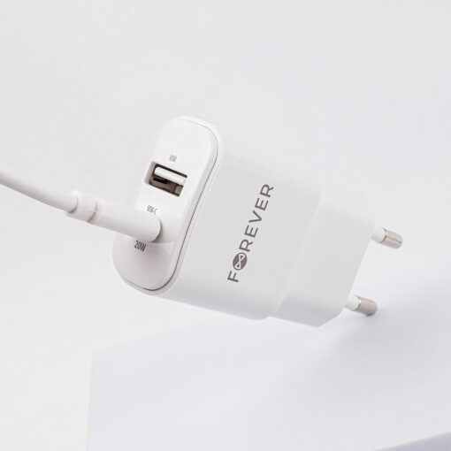 Forever TC-01-20AC PD QC charger 1x USB-C 1x USB 20W white - Image 7