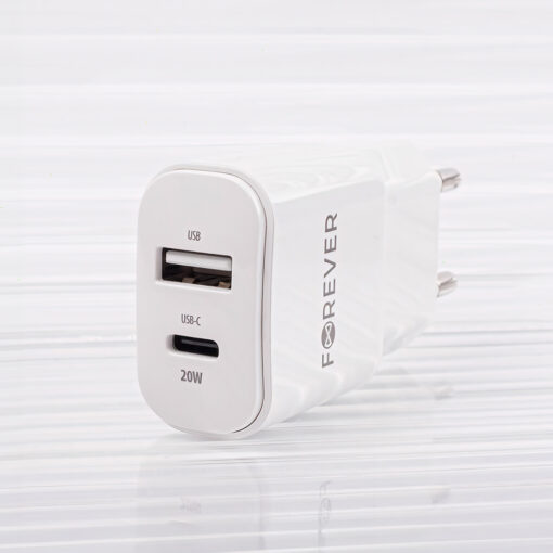 Forever TC-01-20AC PD QC charger 1x USB-C 1x USB 20W white - Image 8