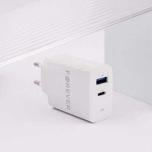 Forever TC-07-30AC PD QC charger 1x USB-C 1x USB 30W white - Image 6