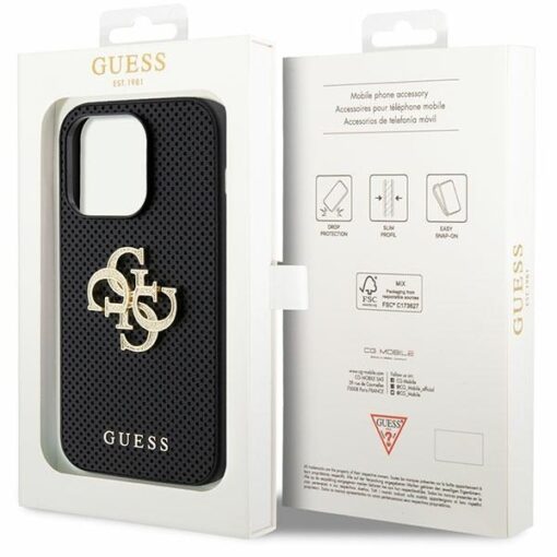 Guess case for iPhone 15 Pro Max 6,7" GUHCP15XPSP4LGK black HC PERFORATED PU 4G GLITTER - Image 8