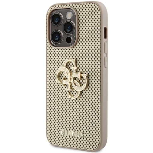 Guess case for iPhone 15 Pro 6,1" gold GUHCP15LPSP4LGD HC PERFORATED PU 4G GLITTER - Image 2