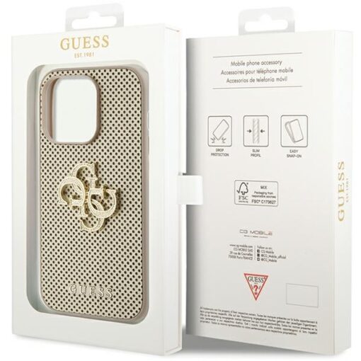 Guess case for iPhone 15 Pro 6,1" gold GUHCP15LPSP4LGD HC PERFORATED PU 4G GLITTER - Image 7