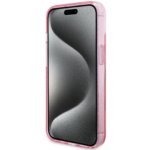 Guess case for iPhone 15 6,1" GUHMP15SHRSGSP pink HC RING STAND MAGSAFE SCRIPT LOGO GLITTER - Image 5