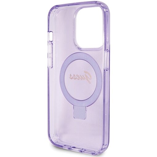 Guess case for iPhone 15 Pro 6,1" GUHMP15LHRSGSU purple HC RING STAND MAGSAFE SCRIPT LOGO GLITTER - Image 7