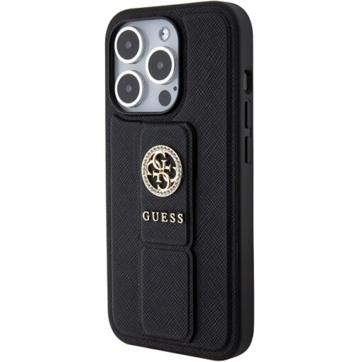 Guess case for iPhone 15 Pro 6,1" GUHCP15LPGSSADK black HC GRIPSTAND SAFFIANO 4G STRASS - Image 2