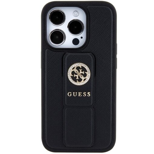 Guess case for iPhone 15 Pro 6,1" GUHCP15LPGSSADK black HC GRIPSTAND SAFFIANO 4G STRASS - Image 3