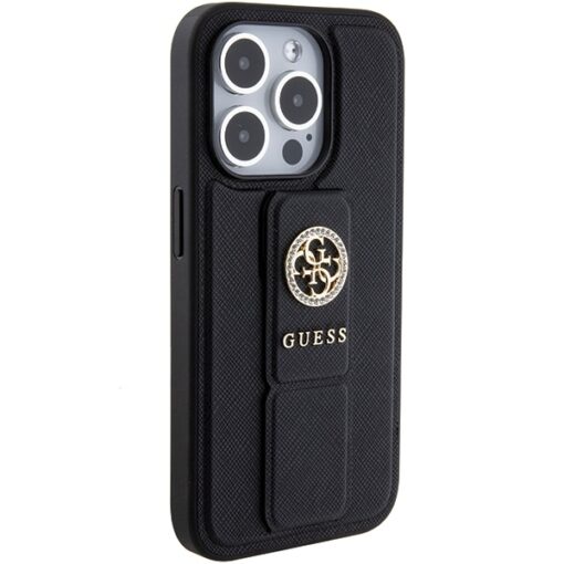 Guess case for iPhone 15 Pro 6,1" GUHCP15LPGSSADK black HC GRIPSTAND SAFFIANO 4G STRASS - Image 4