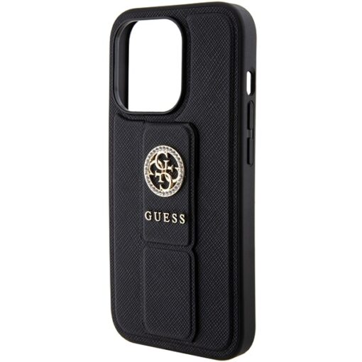 Guess case for iPhone 15 Pro 6,1" GUHCP15LPGSSADK black HC GRIPSTAND SAFFIANO 4G STRASS - Image 5