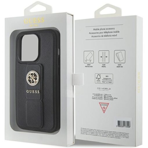 Guess case for iPhone 15 Pro 6,1" GUHCP15LPGSSADK black HC GRIPSTAND SAFFIANO 4G STRASS - Image 8