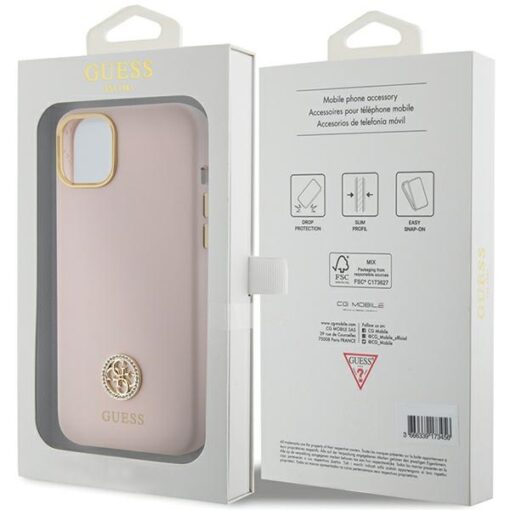 Guess case for iPhone 15 6,1" GUHCP15SM4DGPP pink HC SILICONE LOGO STRASS 4G - Image 8
