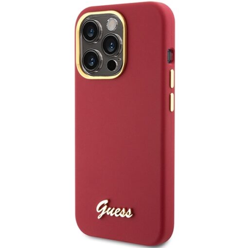 Guess case for iPhone 15 Pro Max 6,7" GUHCP15XSMBSLM magenta HC SILICONE SCRIPT METAL LOGO & FRAME - Image 2