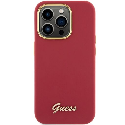 Guess case for iPhone 15 Pro Max 6,7" GUHCP15XSMBSLM magenta HC SILICONE SCRIPT METAL LOGO & FRAME - Image 3