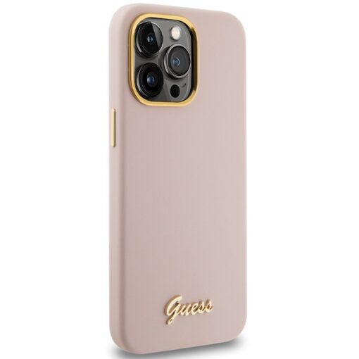 Guess case for iPhone 15 Pro 6,1" GUHCP15LSMBSLP pink HC SILICONE SCRIPT METAL LOGO & FRAME - Image 4