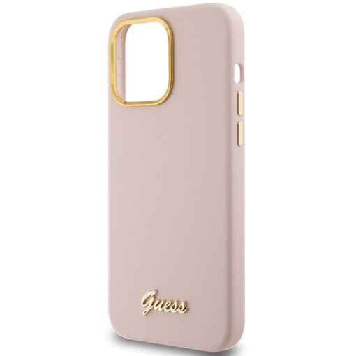 Guess case for iPhone 15 Pro 6,1" GUHCP15LSMBSLP pink HC SILICONE SCRIPT METAL LOGO & FRAME - Image 6