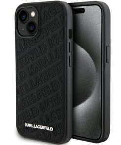 Karl Lagerfeld case for iPhone 15 6,1" KLHCP15SPQKPMK black HC QUILTED K PATTERN