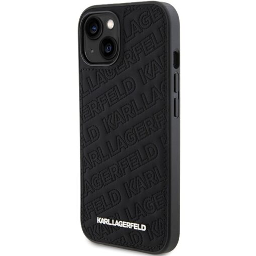 Karl Lagerfeld case for iPhone 15 6,1" KLHCP15SPQKPMK black HC QUILTED K PATTERN - Image 2