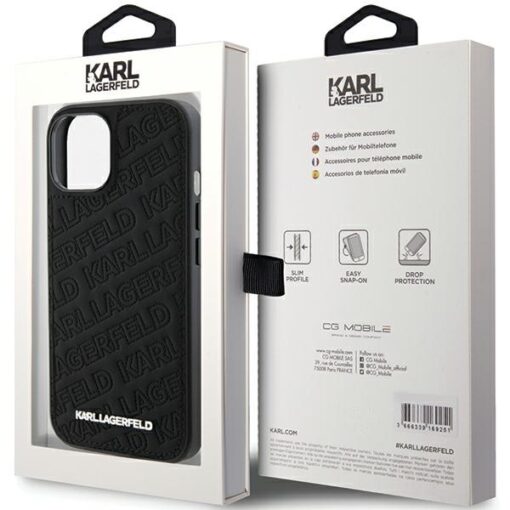 Karl Lagerfeld case for iPhone 15 6,1" KLHCP15SPQKPMK black HC QUILTED K PATTERN - Image 8