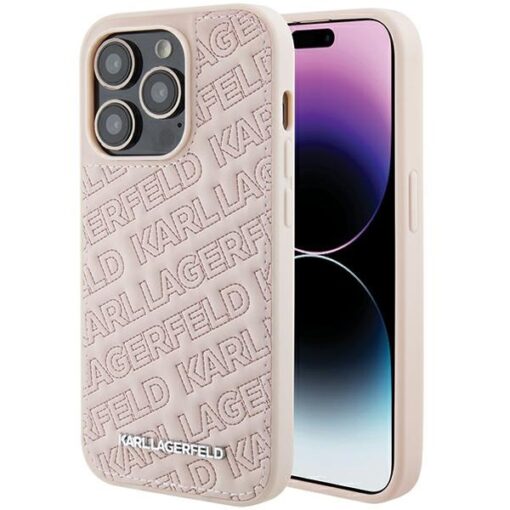Karl Lagerfeld case for iPhone 15 Pro Max 6,7" KLHCP15XPQKPMP pink HC QUILTED K PATTERN