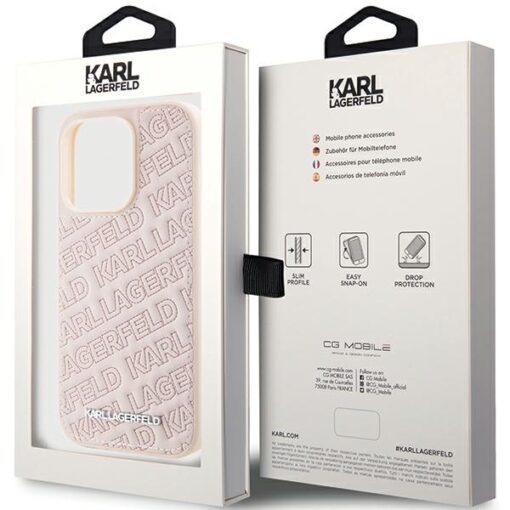 Karl Lagerfeld case for iPhone 15 Pro Max 6,7" KLHCP15XPQKPMP pink HC QUILTED K PATTERN - Image 8