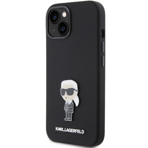 Karl Lagerfeld case for iPhone 15 6,1" KLHCP15SSMHKNPK black HC SILICONE IKONIK METAL PIN - Image 2