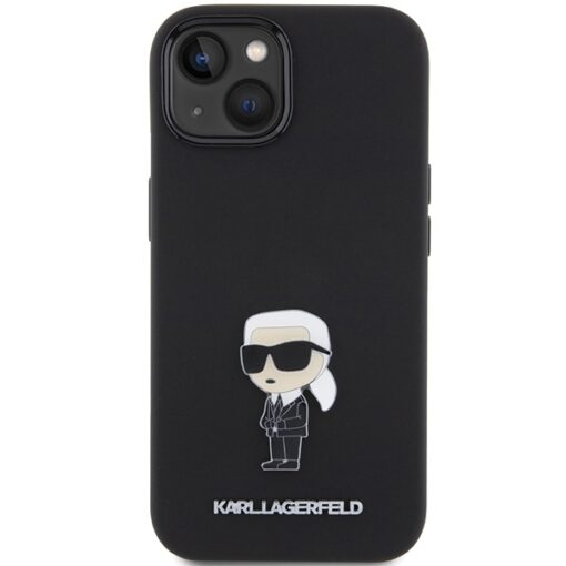 Karl Lagerfeld case for iPhone 15 6,1" KLHCP15SSMHKNPK black HC SILICONE IKONIK METAL PIN - Image 3