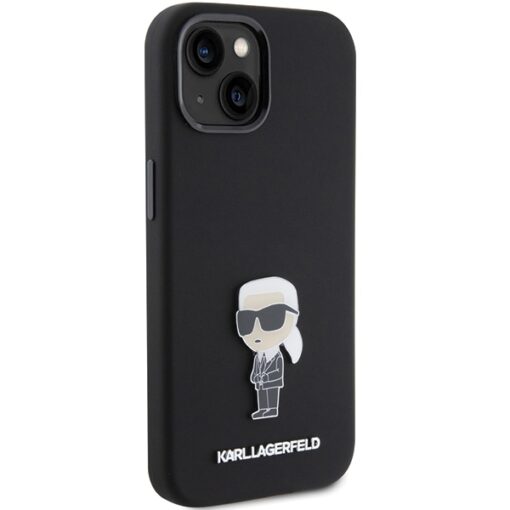 Karl Lagerfeld case for iPhone 15 6,1" KLHCP15SSMHKNPK black HC SILICONE IKONIK METAL PIN - Image 4