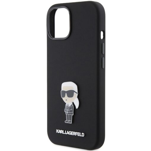 Karl Lagerfeld case for iPhone 15 6,1" KLHCP15SSMHKNPK black HC SILICONE IKONIK METAL PIN - Image 6
