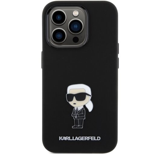Karl Lagerfeld case for iPhone 15 Pro 6,1" KLHCP15LSMHKNPK black HC SILICONE IKONIK METAL PIN - Image 3