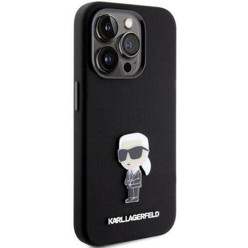 Karl Lagerfeld case for iPhone 15 Pro 6,1" KLHCP15LSMHKNPK black HC SILICONE IKONIK METAL PIN - Image 4