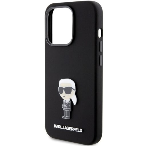 Karl Lagerfeld case for iPhone 15 Pro 6,1" KLHCP15LSMHKNPK black HC SILICONE IKONIK METAL PIN - Image 6
