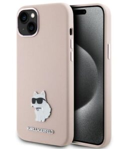 Karl Lagerfeld case for iPhone 15 Plus 6,7" KLHCP15MSMHCNPP pink HC SILICONE C METAL PIN