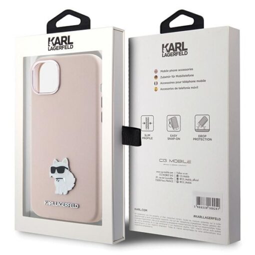Karl Lagerfeld case for iPhone 15 Plus 6,7" KLHCP15MSMHCNPP pink HC SILICONE C METAL PIN - Image 8