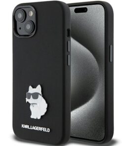 Karl Lagerfeld case for iPhone 15 Plus 6,7" KLHCP15MSMHCNPK black HC SILICONE C METAL PIN