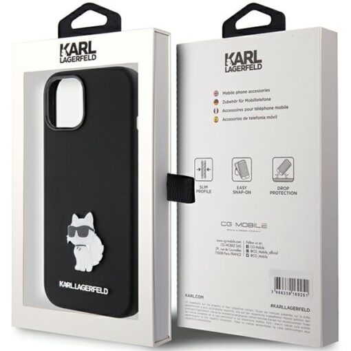 Karl Lagerfeld case for iPhone 15 Plus 6,7" KLHCP15MSMHCNPK black HC SILICONE C METAL PIN - Image 8