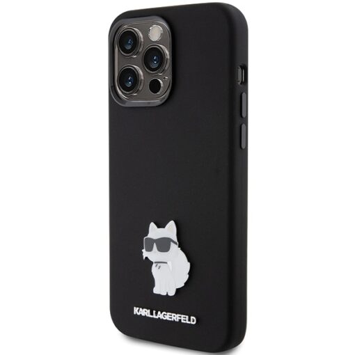 Karl Lagerfeld case for iPhone 15 Pro 6,1" KLHCP15LSMHCNPK black HC SILICONE C METAL PIN - Image 2