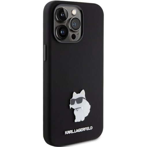 Karl Lagerfeld case for iPhone 15 Pro 6,1" KLHCP15LSMHCNPK black HC SILICONE C METAL PIN - Image 4