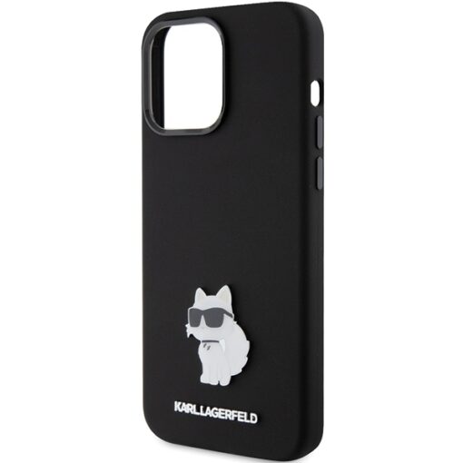 Karl Lagerfeld case for iPhone 15 Pro 6,1" KLHCP15LSMHCNPK black HC SILICONE C METAL PIN - Image 6