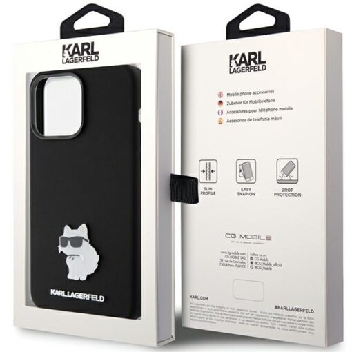 Karl Lagerfeld case for iPhone 15 Pro 6,1" KLHCP15LSMHCNPK black HC SILICONE C METAL PIN - Image 8