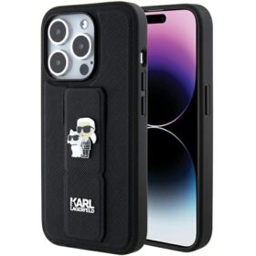 Karl Lagerfeld case for iPhone 15 Pro Max 6,7" KLHCP15XGSAKCPK black HC GRIPSTAND SAFFIANO KC PINS