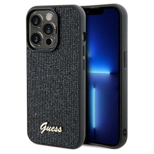 Guess case for iPhone 13 Pro 6,1" GUHCP13LPMSDGSK black HC PU DISCO SCRIPT METAL