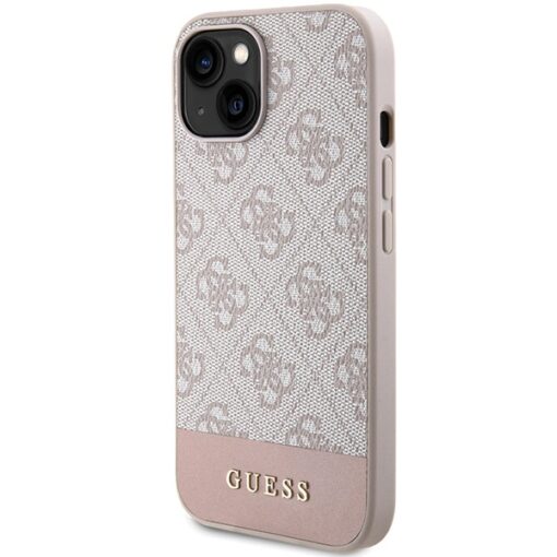 Guess case for iPhone 15 Pro Max 6,7" GUHCP15SG4GLPI pink HC PC/TPU 4G PU BOTTOM STRIPE - Image 2