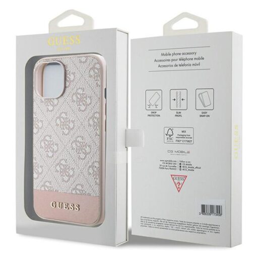 Guess case for iPhone 15 Pro Max 6,7" GUHCP15SG4GLPI pink HC PC/TPU 4G PU BOTTOM STRIPE - Image 8