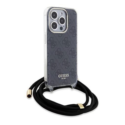 Guess case for iPhone 15 Pro 6,1" GUHCP15LHC4SEK black HC CROSSBODY CORD 4G PRINT - Image 3