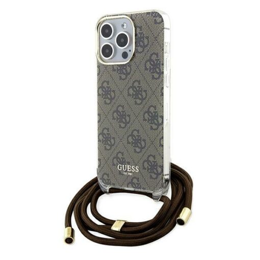 Guess case for iPhone 15 Pro Max 6,7" GUHCP15XHC4SEW brown HC CROSSBODY CORD 4G PRINT